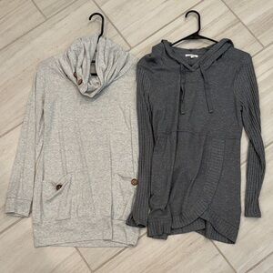 Cozy Women's Sweater Set - Gray and Cream